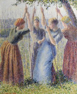 Rammes eken köylü kadınlar by Camille Pissarro