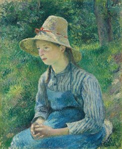 Hasır Şapkalı Köylü Kız, 1881. by Camille Pissarro
