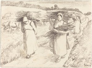 Sopa Taşıyan Köylüler Sopa Taşıyan Köylüler, 1896. by Camille Pissarro