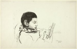 Portre: Lucien Pissarro by Camille Pissarro