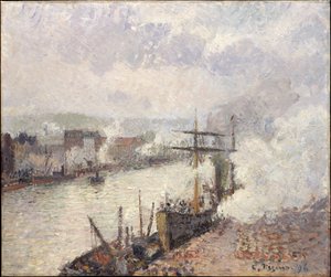 Rouen Limanındaki Vapurlar by Camille Pissarro
