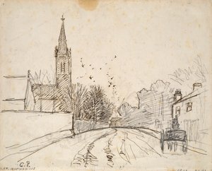 All Saints Kilisesi ile Yukarı Norwood, Londra, Çalışma, 1871 by Camille Pissarro