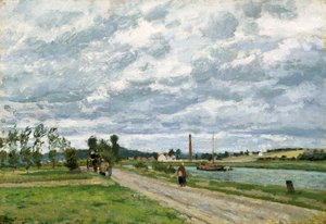 Pontoise Yakınındaki Oise Kıyıları (tuval üzerine yağlıboya) by Camille Pissarro