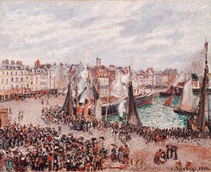 Balık Pazarı, Dieppe: Gri Hava, Sabah by Camille Pissarro