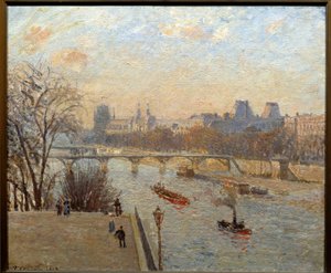 Paris'teki Louvre ve Pont des Arts Camille Pissarro'nun (1830-1903) tablosu 19. yüzyıl Reims, Musee des Beaux Arts by Camille Jacob Pissarro