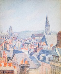 Eski Rouen çatıları, güneş ışığı by Camille Pissarro
