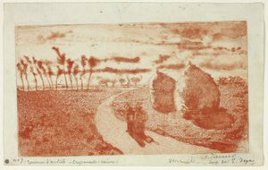 Saman Yığınları ile Alacakaranlık by Camille Pissarro