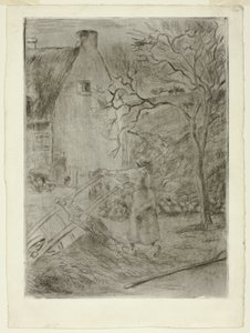 El Arabasını Boşaltan Kadın by Camille Pissarro