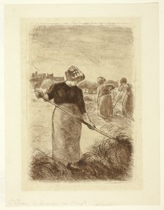Saman savuran kadınlar by Camille Pissarro