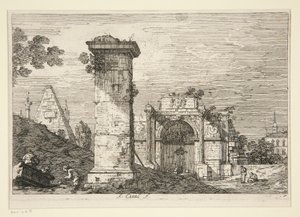 Vedute (Görüntüler) dizisinden Yıkılmış Anıtlarla Manzara by Canaletto (Giovanni Antonio Canal)