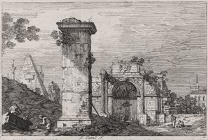 Vedute (Görüntüler) dizisinden Yıkılmış Anıtlarla Manzara by Canaletto (Giovanni Antonio Canal)