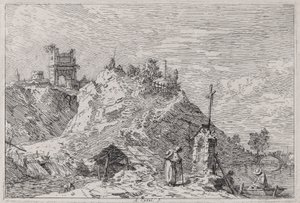 Vedute (Görüntüler) dizisinden Duada Hacı ile Manzara by Canaletto (Giovanni Antonio Canal)