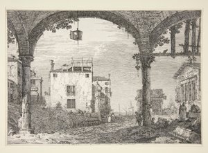 Le Portique a la lanterne (Fenerli Portiko), Vedute (Görüntüler) dizisinden by Canaletto (Giovanni Antonio Canal)
