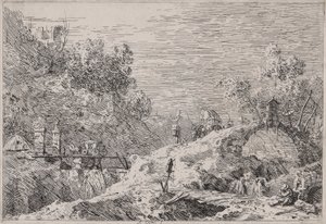 Vedute (Görüntüler) dizisinden Beş Köprülü Dağ Manzarası by Canaletto (Giovanni Antonio Canal)