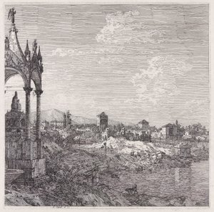 Piskoposlu Bir Kasabanın Görünümü by Canaletto (Giovanni Antonio Canal)