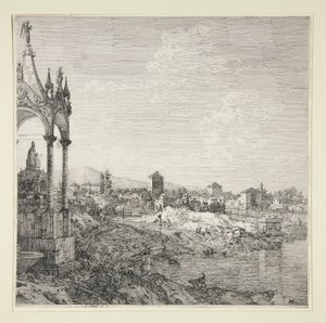 Piskoposlu Bir Kasabanın Görünümü by Canaletto (Giovanni Antonio Canal)