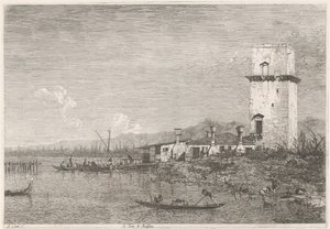 La Torre di Malghera Mevcut ve icat edilmiş mekanlardaki yüzler (dizi başlığı) Vedute altre prese da i Luoghi altre de Antonio Canal fikri (seri başlığı) by Canaletto
