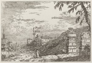 Kule ve İki Harap Sütunlu Manzara [solda], c. 17351746. by Canaletto