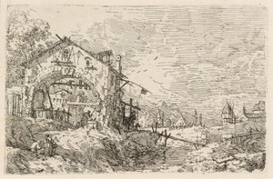 Kuyuda Bir Kadınla Manzara by Canaletto