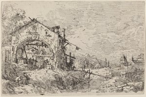 Kuyuda Bir Kadınla Manzara by Canaletto