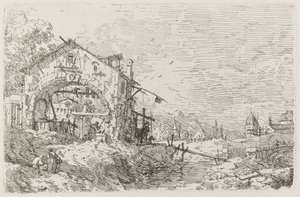 Kuyuda Bir Kadınla Manzara [sol altta], c. 17351746. by Canaletto