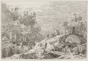 Beş Köprülü Dağ Manzarası [sağ alt], c. 17351746. by Canaletto