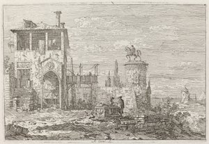 Binicilik Anıtı [sağ üst], c. 17351746. by Canaletto