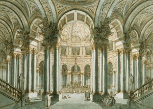 Bir Kilisenin İçi, Dua Eden Figürlerle, by Giovanni Antonio Canal