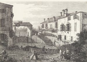 The Locks at Dolo, ortasında tekneler, iki yanında binalar bulunan oval şekilli bir havuz,..., 1735-46.