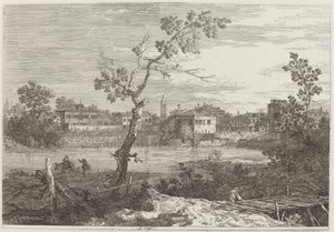 Nehir Kıyısındaki Bir Kasabanın Görünümü, c. 17351746. by Canaletto