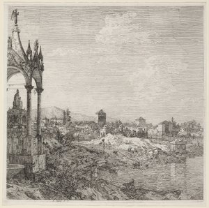 Piskopos Mezarı Olan Bir Kasabanın Görünümü by Canaletto