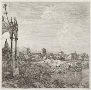 Piskopos Mezarı Olan Bir Kasabanın Görünümü by Canaletto