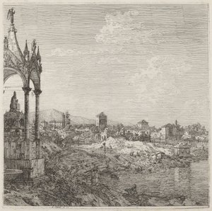 Piskopos Mezarı Olan Bir Kasabanın Görünümü by Canaletto