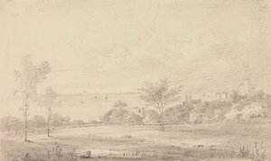 Uzakta Kale Manzarası, Wight Adası by Capt. Thomas Hastings