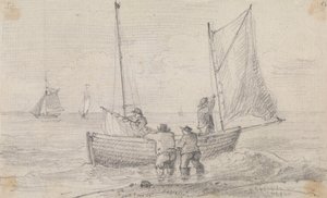 Kıyıya Yakın Yelkenleri Hazırlayan Bir Grubun Taslağı, Hastings by Capt. Thomas Hastings