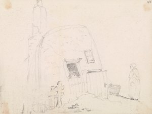 Bir Kulübenin Yanında Bir Kadın Taslağı by Capt. Thomas Hastings