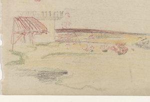 Tenteli bir evin arkasındaki bahçe by Carel Adolph Lion Cachet