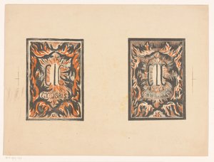 Carel Lion Cachet'den iki ekslibris by Carel Adolph Lion Cachet