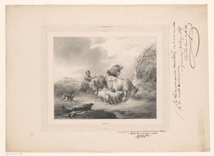 Bir kasırgadan kaçan hayvanlarıyla çiftçi Kasırga (nesnedeki başlık) by Carel Christiaan Antony Last