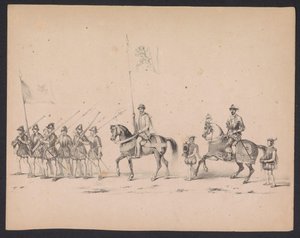 Utrecht Öğrencilerinin Maskeli Balosu, 1846 (Levha 2) İspanya Prensi II. Philip'in Utrecht'teki alayını tasvir eden kostümlü alayı tasviri, 3 Ekim 1549, 17 Haziran 1846, HH Studenten der Utrechtsche tarafından by Carel Christiaan Antony Last
