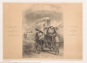 Bir buhar motorunda baba zaman ve sanatçı Başlık sayfası: Zamanın dumanında Zamanın dumanında (nesnedeki seri başlığı) by Carel Christiaan Antony Last
