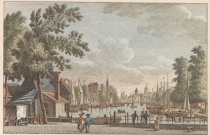 Leuvehaven, Rotterdam, yaklaşık 1790 Leuvehaven in Rotterdam / Le Canal dit Leuvenhaven a Rotterdam (nesne üzerindeki başlık)