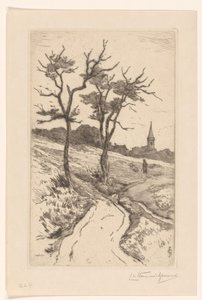 Katwijk kilise kulesi ile kumul manzara by Carel Nicolaas Storm van 