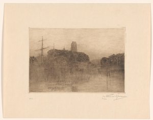 Dordrecht'teki Nieuwe Haven'ın gece manzarası by Carel Nicolaas Storm van 