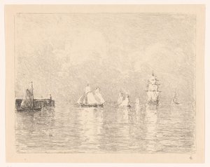 Cuxhaven yolunda yelkenli gemiler by Carel Nicolaas Storm van 