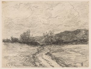 Elswout yakınlarındaki kum tepelerinin içinden geçen orman yolu Elswout'un Vinkenbaan yakınlarında (nesnedeki başlık) by Carel Nicolaas Storm van 