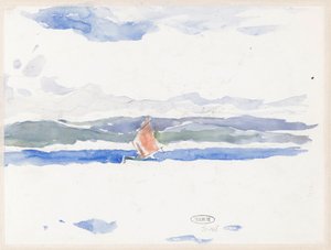 Tekne ile deniz manzarası (?) by Carel Nicolaas Storm van 