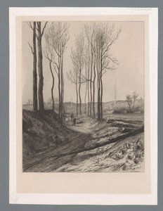 Vilvoorde yakınlarındaki batık bir yolda sürüsü olan çoban by Carel Nicolaas Storm van 