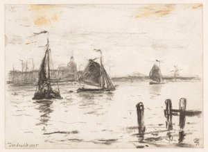 Dordrecht kapalı Meuse'de balıkçı gemileri by Carel Nicolaas Storm van 