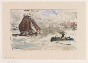 Hamburg limanı açıklarında çalkantılı sular by Carel Nicolaas Storm van 